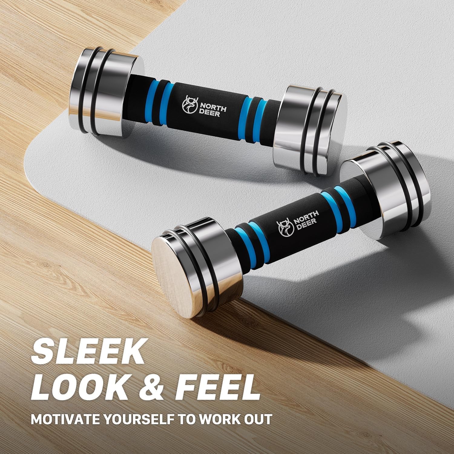 Steel Dumbbells Ultracompact & Adjustable Chrome Dumbbell | with Foam Handles 5Lb 10Lb 15Lb 20Lb 30Lb 50Lb Home Gym Workout (Choice of Size)