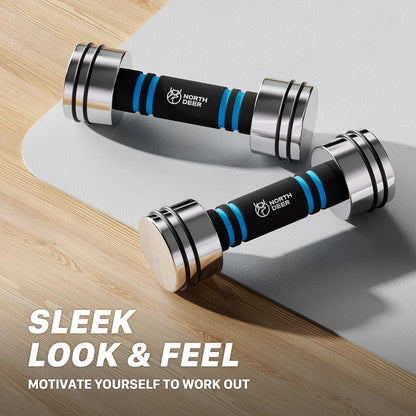 Steel Dumbbells Ultracompact & Adjustable Chrome Dumbbell | with Foam Handles 5Lb 10Lb 15Lb 20Lb 30Lb 50Lb Home Gym Workout (Choice of Size)