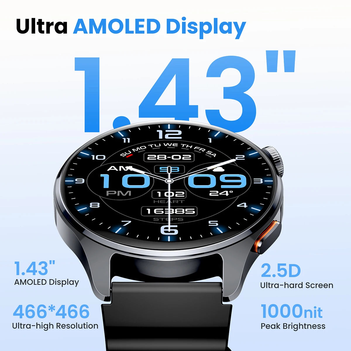 Watch 4S GPS Smartwatch 1.43” HD AMOLED Display 5 Satellite GPS Positioning 120+ Workout Modes Sport Fitness Smart Watch
