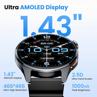 Watch 4S GPS Smartwatch 1.43” HD AMOLED Display 5 Satellite GPS Positioning 120+ Workout Modes Sport Fitness Smart Watch