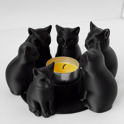 3D Printed Easter Cat Candle Holder | Matte Black Table Decor