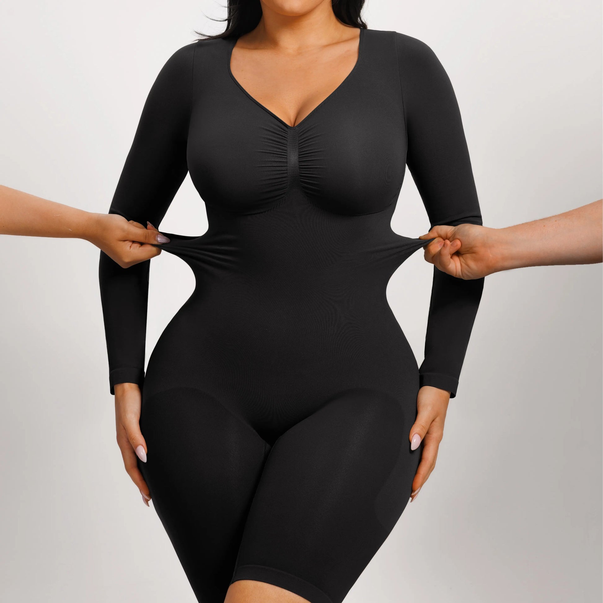 Feelingirl Women'S Long Sleeve Tummy Control Bodysuit V Neck Basic Stretchy Slim Fit Body Suits Going Out Tops