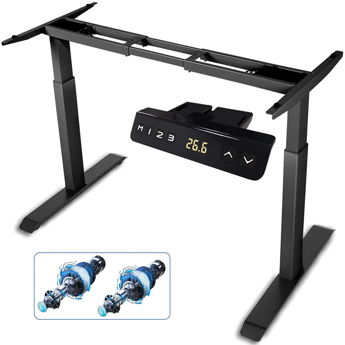 Electric Stand up Desk Lifting Desk Frame Height Adjustable Standing Desk Ergonomic Dual Motor and Memory Control Home Office