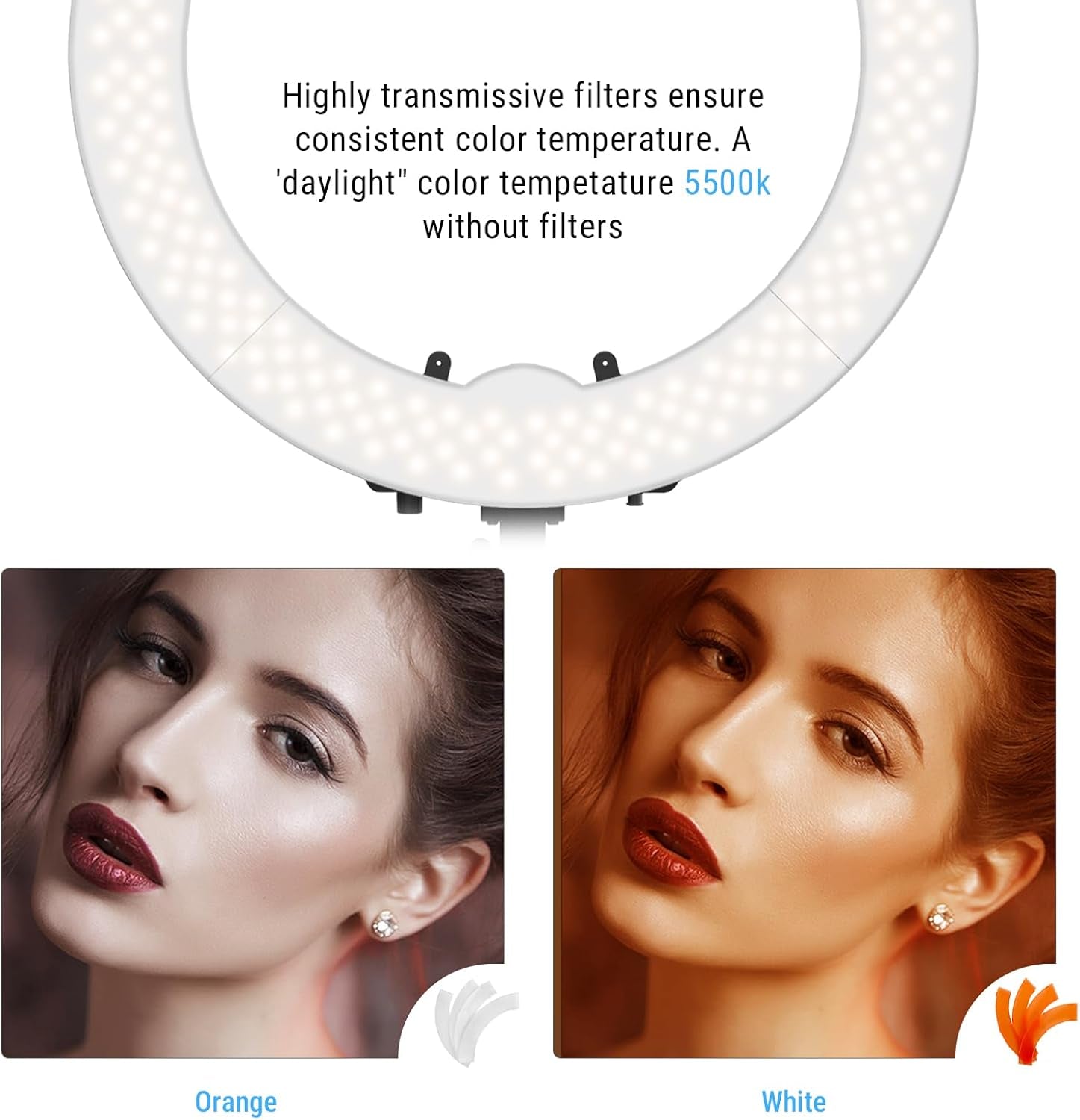 19 Inch Ring Light with Stand & Phone Holder – 55W 5500K Professional Ring Light for Tattoo Lash Extension Barber Makeup Artist Studio Video Photography Lighting