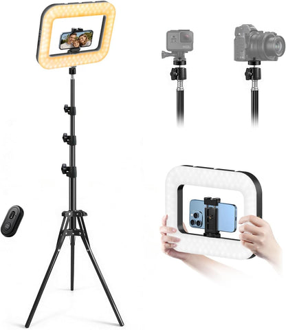 Selfie Ring Light Tripod for Iphone, 73" Extendable Selfie Stick Phone Tripod with Light for Cell Phone, Dimmable Tripods Ring Light with Phone Holder and Stand for Video Recording/Live Stream