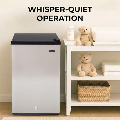 Upright Freezer/Fridge Convertible 3 Cu Ft Energy Star, CUF-301SS | Adjustable Thermostat and Security Lock, Energy Star Rated, Reversible Door, Adds Compact Frozen Storage at Home
