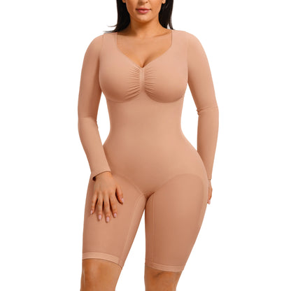 Feelingirl Women'S Long Sleeve Tummy Control Bodysuit V Neck Basic Stretchy Slim Fit Body Suits Going Out Tops