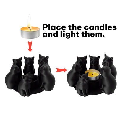 3D Printed Easter Cat Candle Holder | Matte Black Table Decor