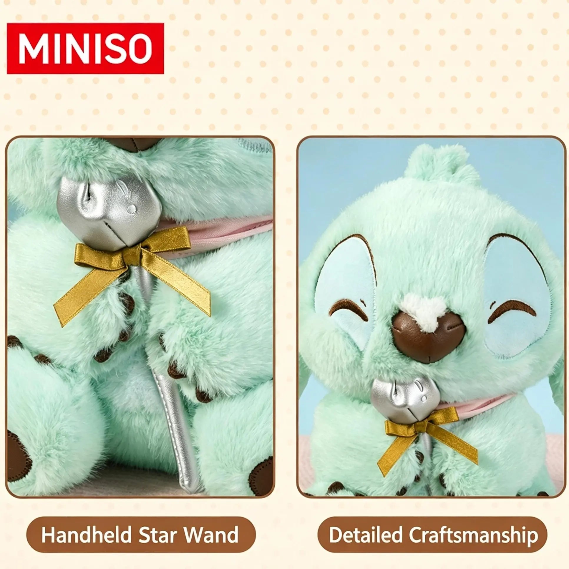 Disney Stitch Mint Chocolate Sitting Plush, Cute Mint Green Stuffed Doll Soft Fluffy Stitch Figure Toy, Gift for Kids Friends Valentine Christmas, Back to School