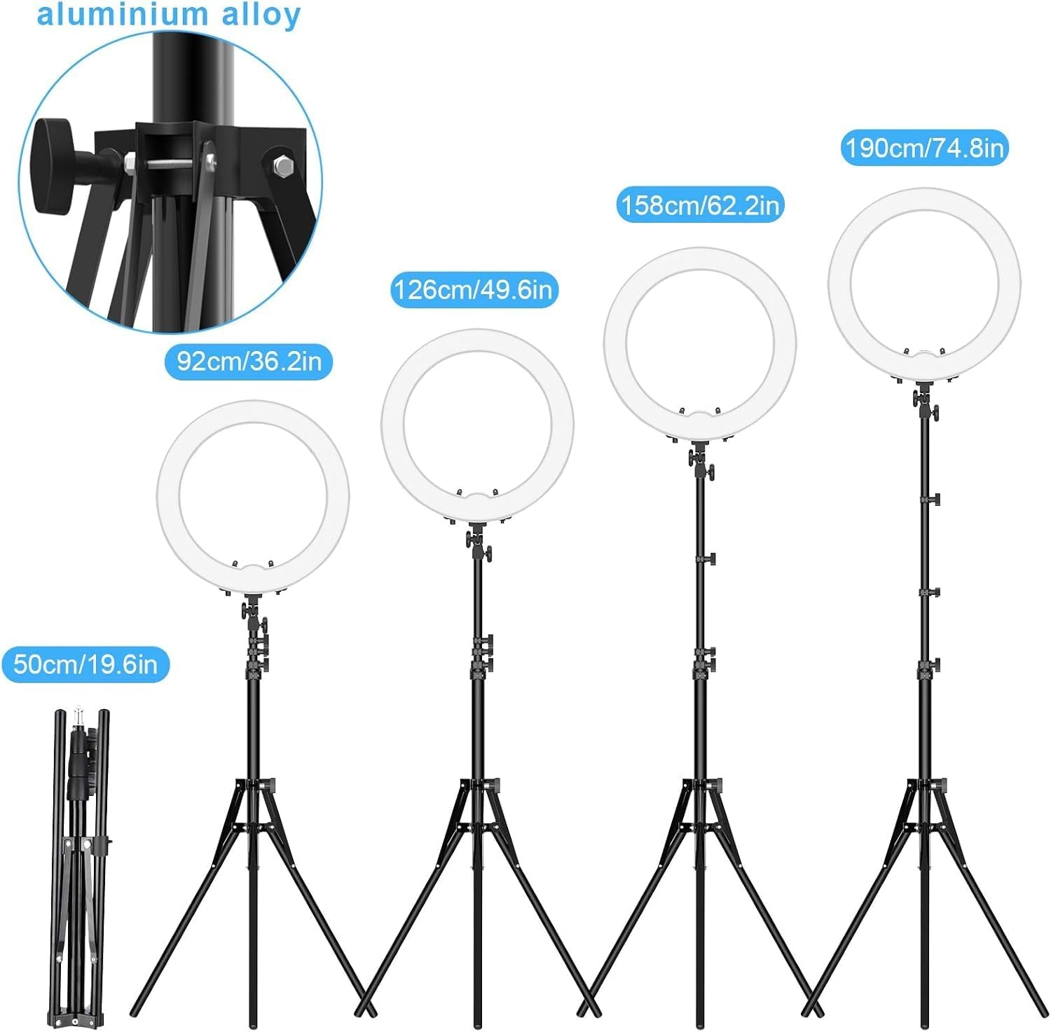 19 Inch Ring Light with Stand & Phone Holder – 55W 5500K Professional Ring Light for Tattoo Lash Extension Barber Makeup Artist Studio Video Photography Lighting