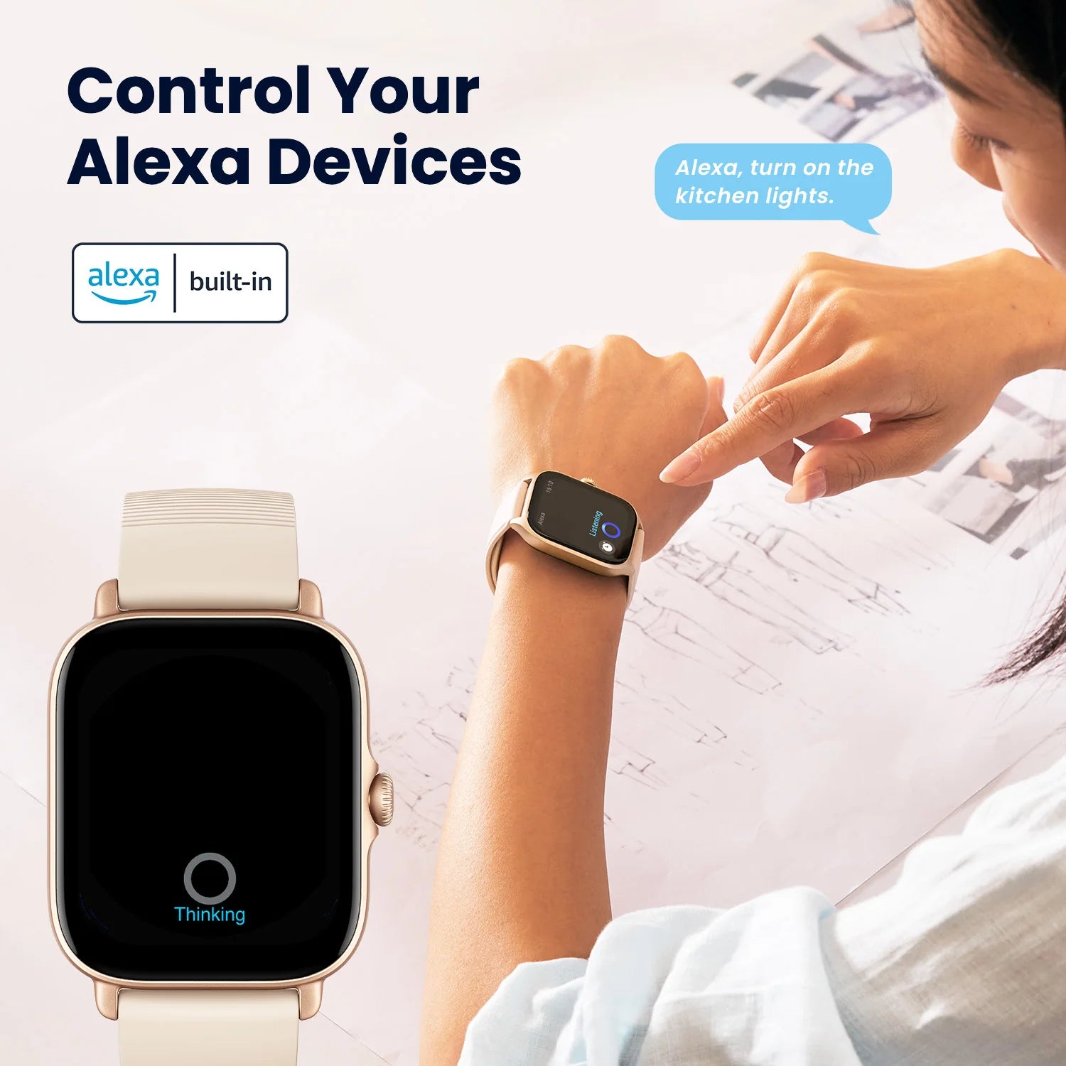 New  GTS 4 Mini New Smartwatch with Alexa Built-In 24H Heart Rate 150 Sports Modes Smart Watch