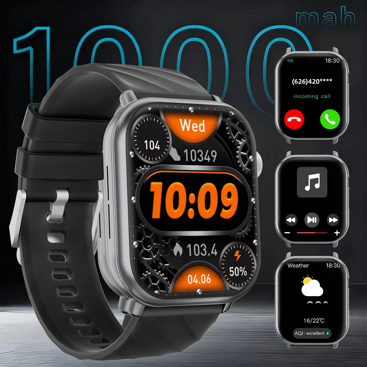 1.83-Inch Smartwatch for Men and Women，1000Mah High-Capacity Battery for Extended Standby，Wireless Calling & Message Alerts, Voice Assistant，Fitness Tracker with 100+ Sports Modes，Multifunctional Sport Smart Watch. #Summervibes
