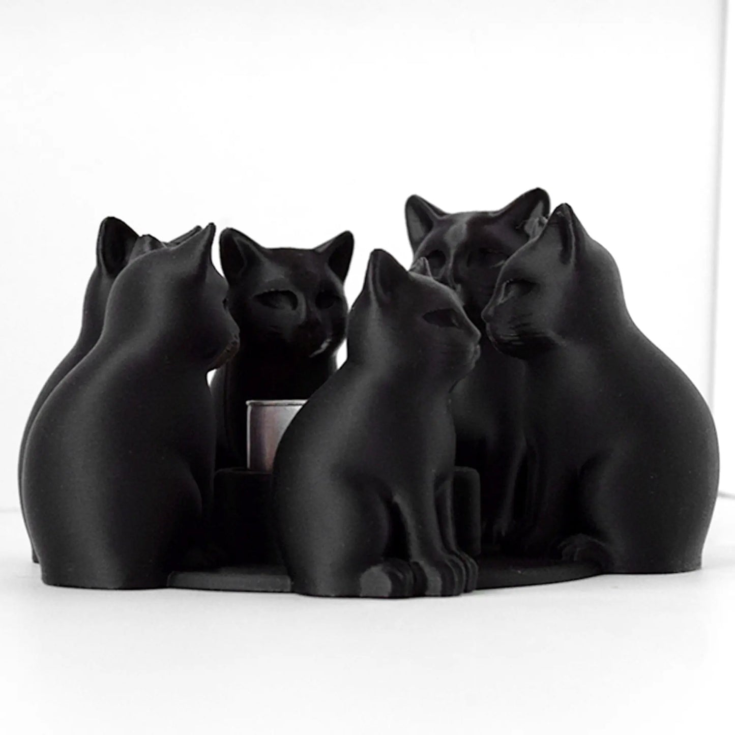 3D Printed Easter Cat Candle Holder | Matte Black Table Decor