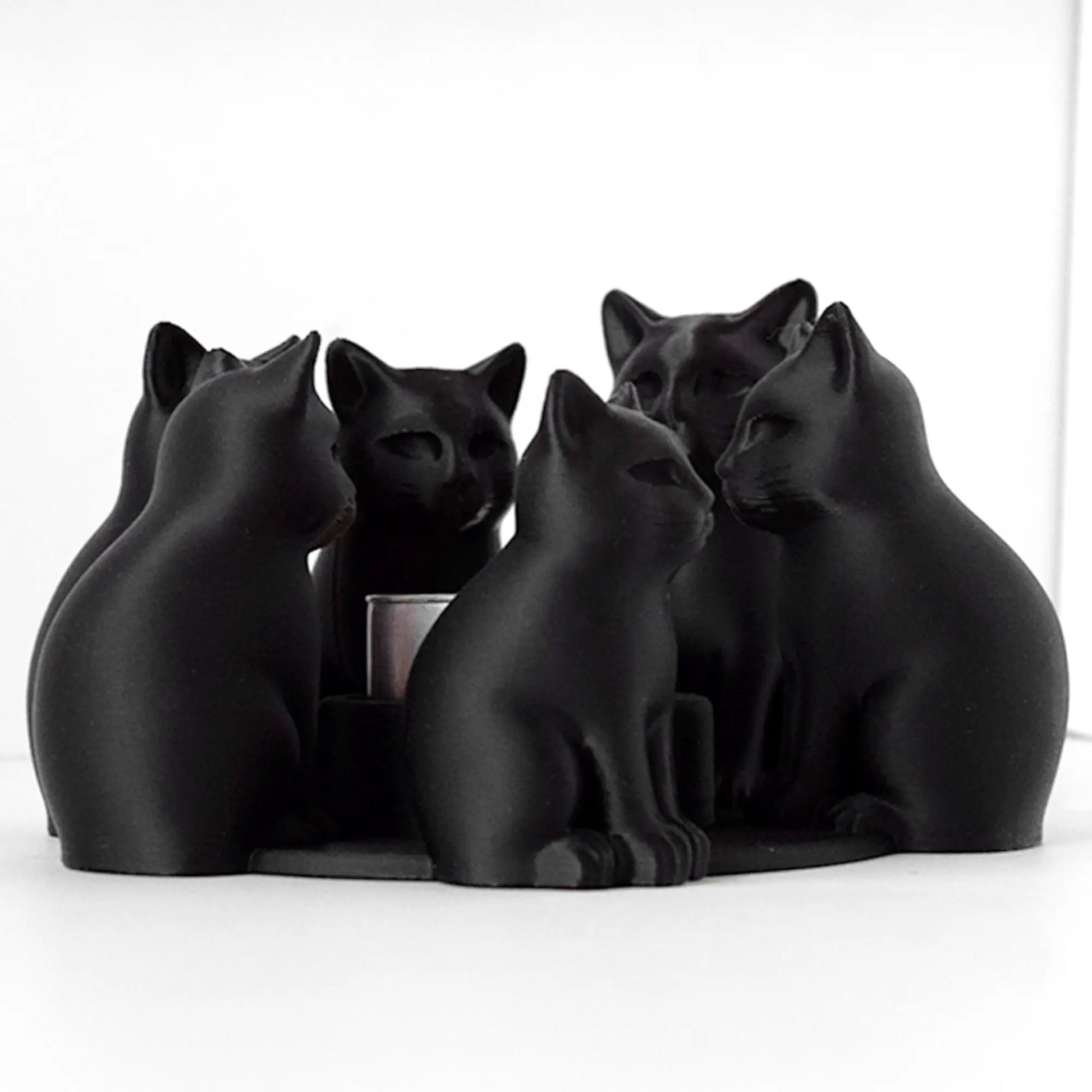 3D Printed Easter Cat Candle Holder | Matte Black Table Decor