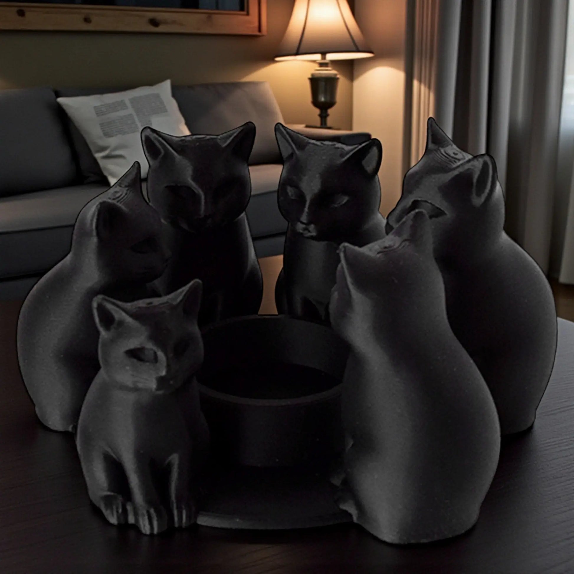 3D Printed Easter Cat Candle Holder | Matte Black Table Decor