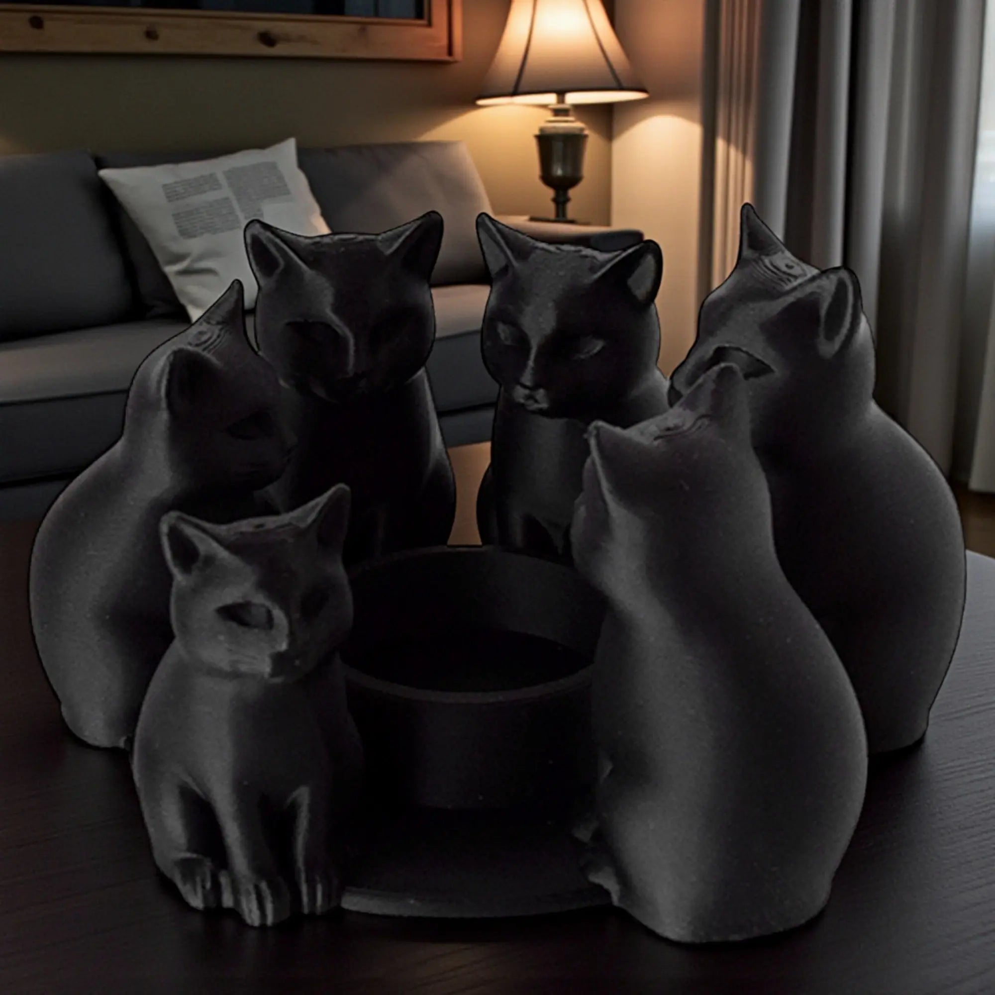 3D Printed Easter Cat Candle Holder | Matte Black Table Decor