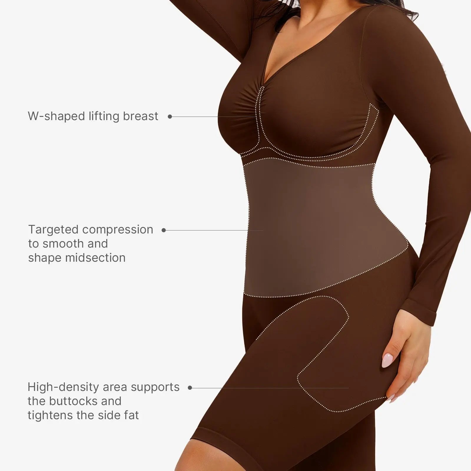 Feelingirl Women'S Long Sleeve Tummy Control Bodysuit V Neck Basic Stretchy Slim Fit Body Suits Going Out Tops