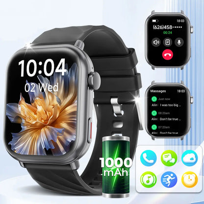 1.83-Inch Smartwatch for Men and Women，1000Mah High-Capacity Battery for Extended Standby，Wireless Calling & Message Alerts, Voice Assistant，Fitness Tracker with 100+ Sports Modes，Multifunctional Sport Smart Watch. #Summervibes