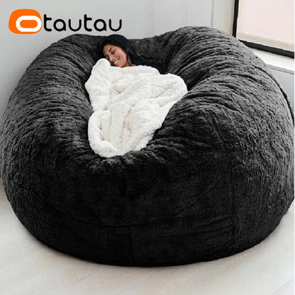 5Ft Giant Fluffy Faux Bunny Fur Bean Bag Cover Winter Christmas Pouf Cover Dd003【No Filler!Need Uy Filler by Yourself!】