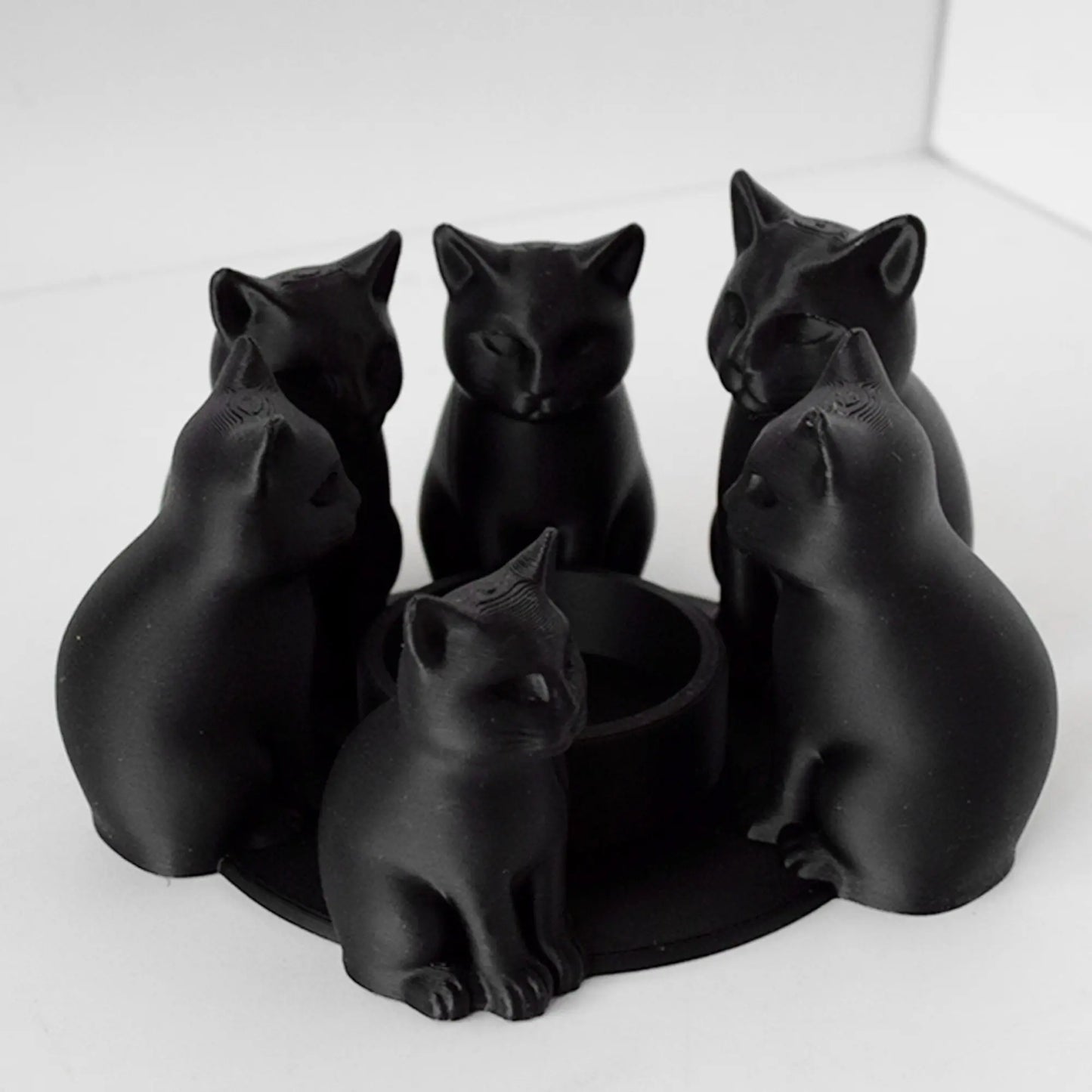 3D Printed Easter Cat Candle Holder | Matte Black Table Decor