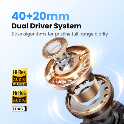 S40 ANC Wireless Headphone 50Db Noise Canceling Hi-Res 3D Spatial Audio Earphone with LDAC Bluetooth 6.0 over Ear Headset