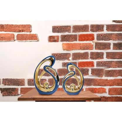 2 Count Navy Blue Decor Centerpiece Table Decorations Blue and Ceramic Decor Statue Mid Century Modern Decor Centerpieces for Dining Room Living Room Kitchen Shelf Office Coffee Table Decor