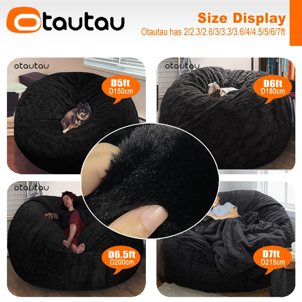 5Ft Giant Fluffy Faux Bunny Fur Bean Bag Cover Winter Christmas Pouf Cover Dd003【No Filler!Need Uy Filler by Yourself!】