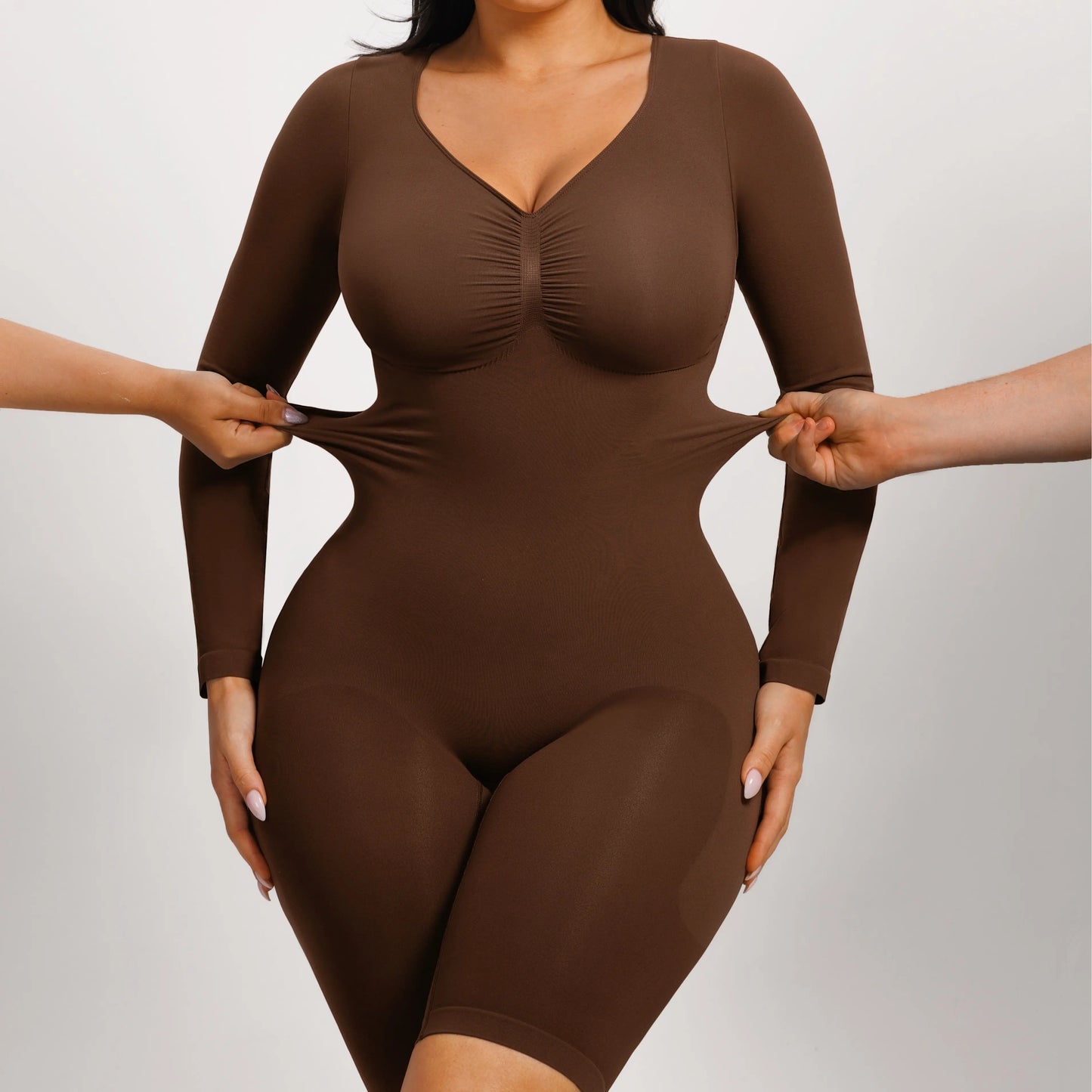 Feelingirl Women'S Long Sleeve Tummy Control Bodysuit V Neck Basic Stretchy Slim Fit Body Suits Going Out Tops