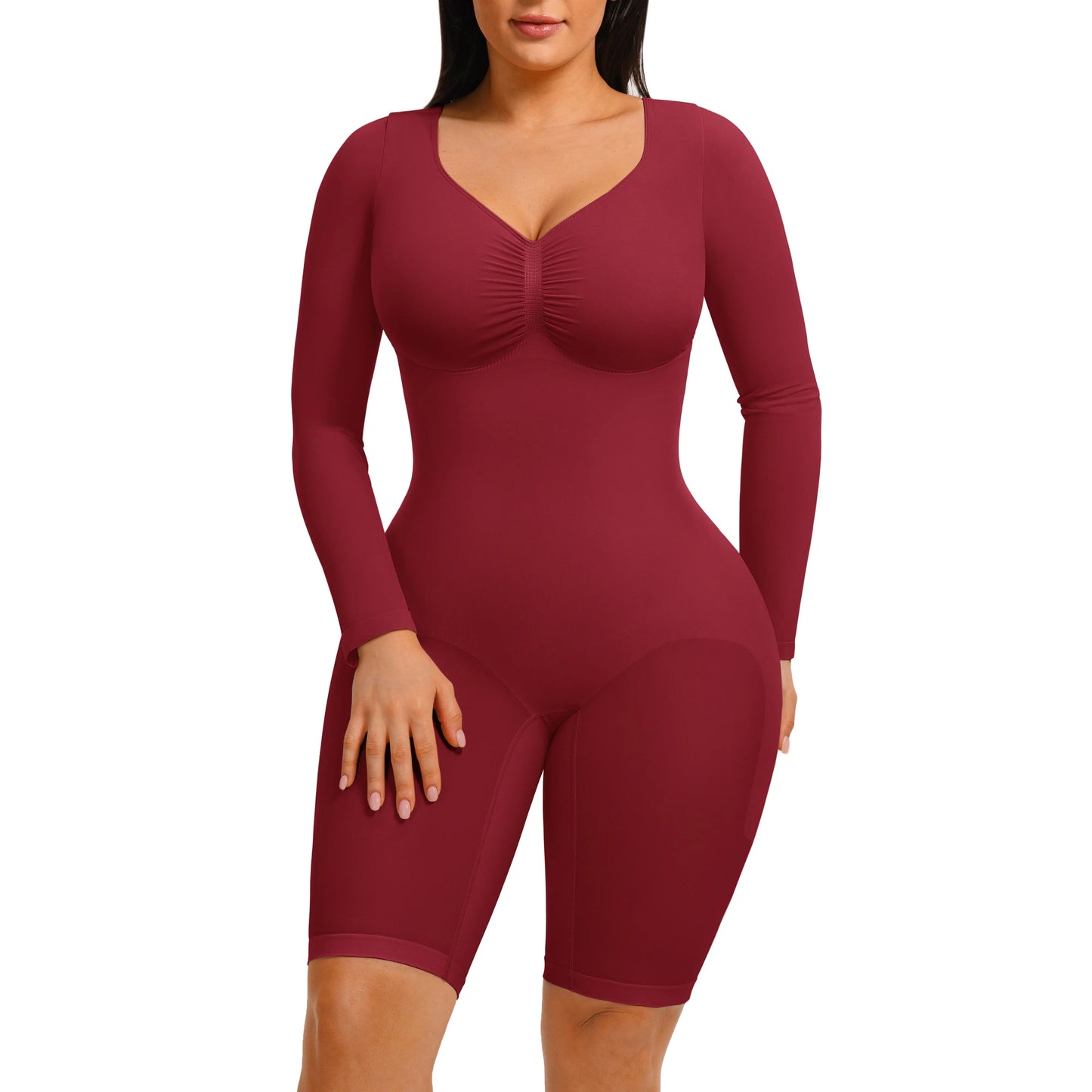 Feelingirl Women'S Long Sleeve Tummy Control Bodysuit V Neck Basic Stretchy Slim Fit Body Suits Going Out Tops
