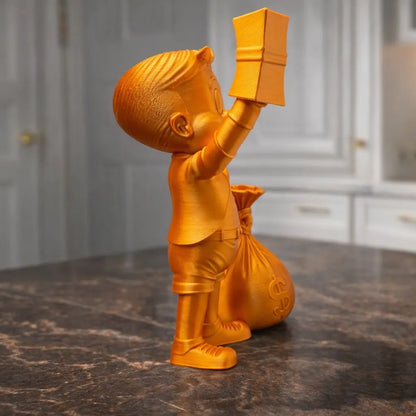 Richie Rich (FIXED PACKAGE ARRIVING BROKEN) | Luxury Cartoon Decor | Gold Orange Statue | Desk Shelf Art | Pop Culture Fan Art GIFT