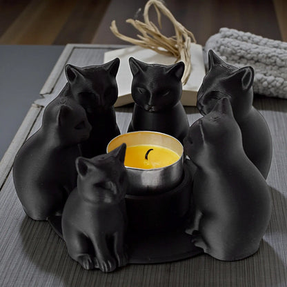 3D Printed Easter Cat Candle Holder | Matte Black Table Decor