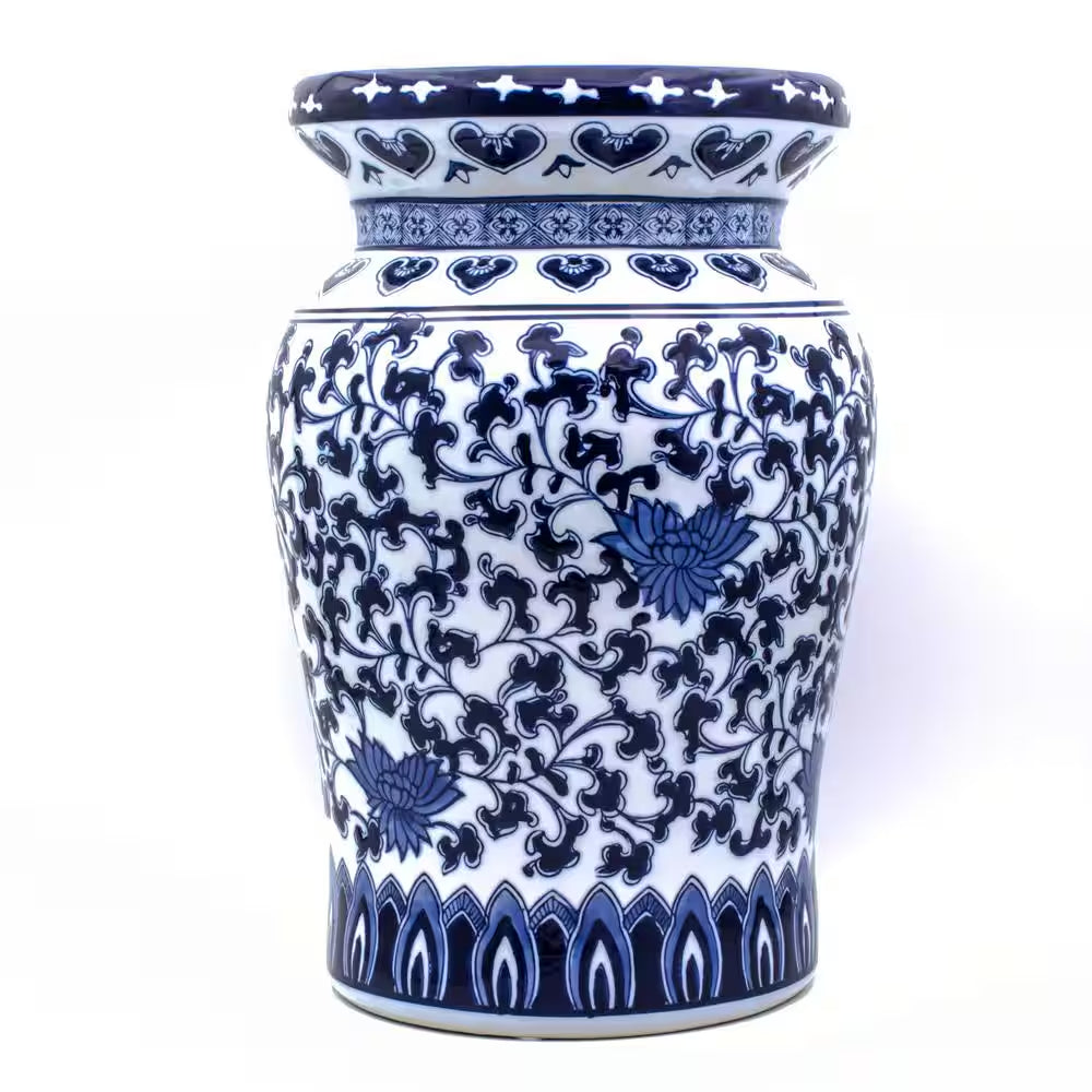 Blue Garden Decorative Ceramic Podium Garden Stool