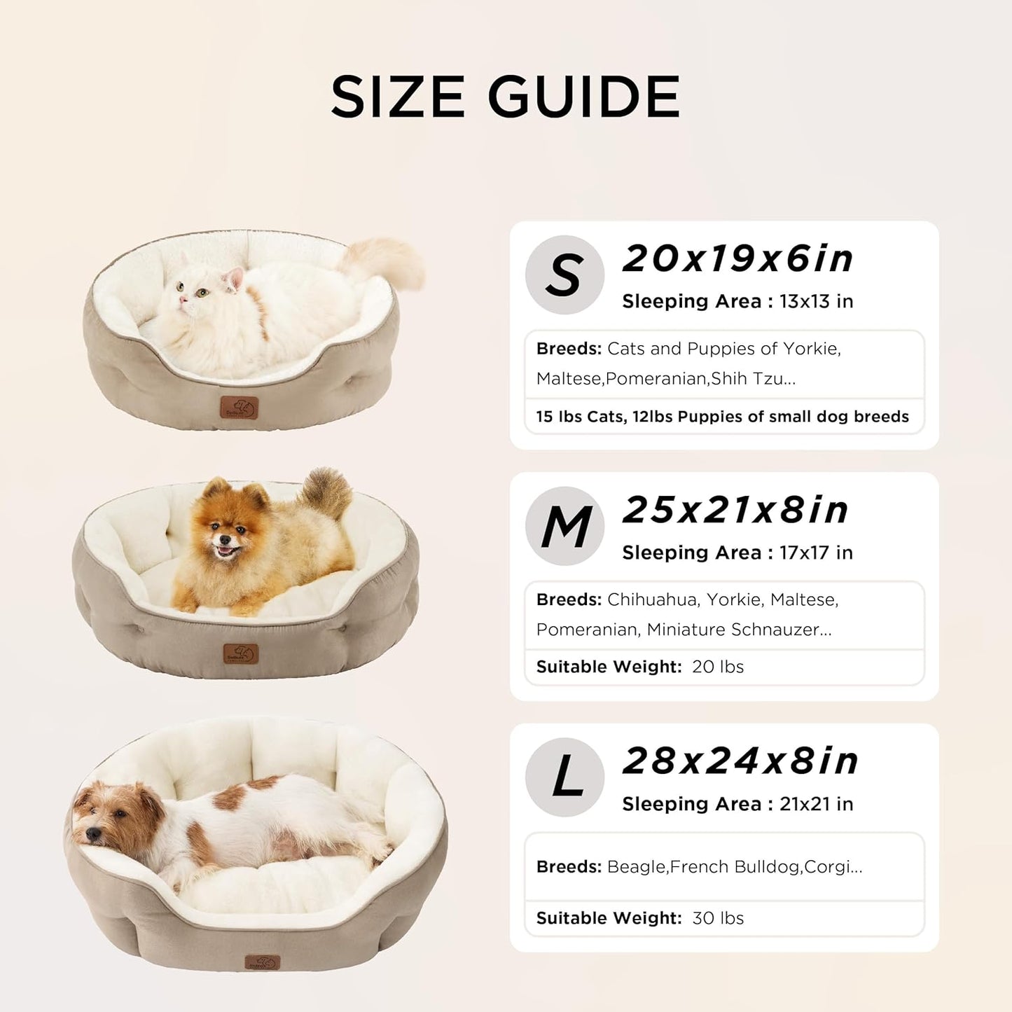 Bedsure Small Dog Bed Washable,Round Cat Beds for Indoor Cats,20In Camel | Soft Plush Pet Bed,Dog Beds for Small Dogs for Puppy and Kittens,Anti-Slip Bottom,Easy to Clean