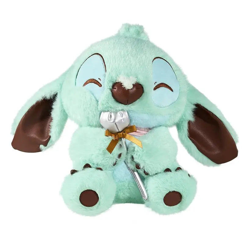 Disney Stitch Mint Chocolate Sitting Plush, Cute Mint Green Stuffed Doll Soft Fluffy Stitch Figure Toy, Gift for Kids Friends Valentine Christmas, Back to School