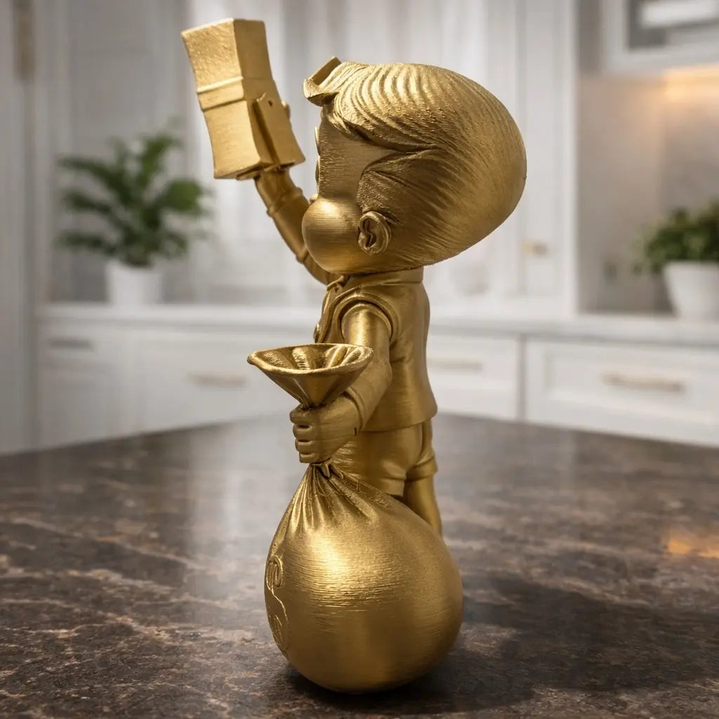 Richie Rich (FIXED PACKAGE ARRIVING BROKEN) | Luxury Cartoon Decor | Gold Orange Statue | Desk Shelf Art | Pop Culture Fan Art GIFT