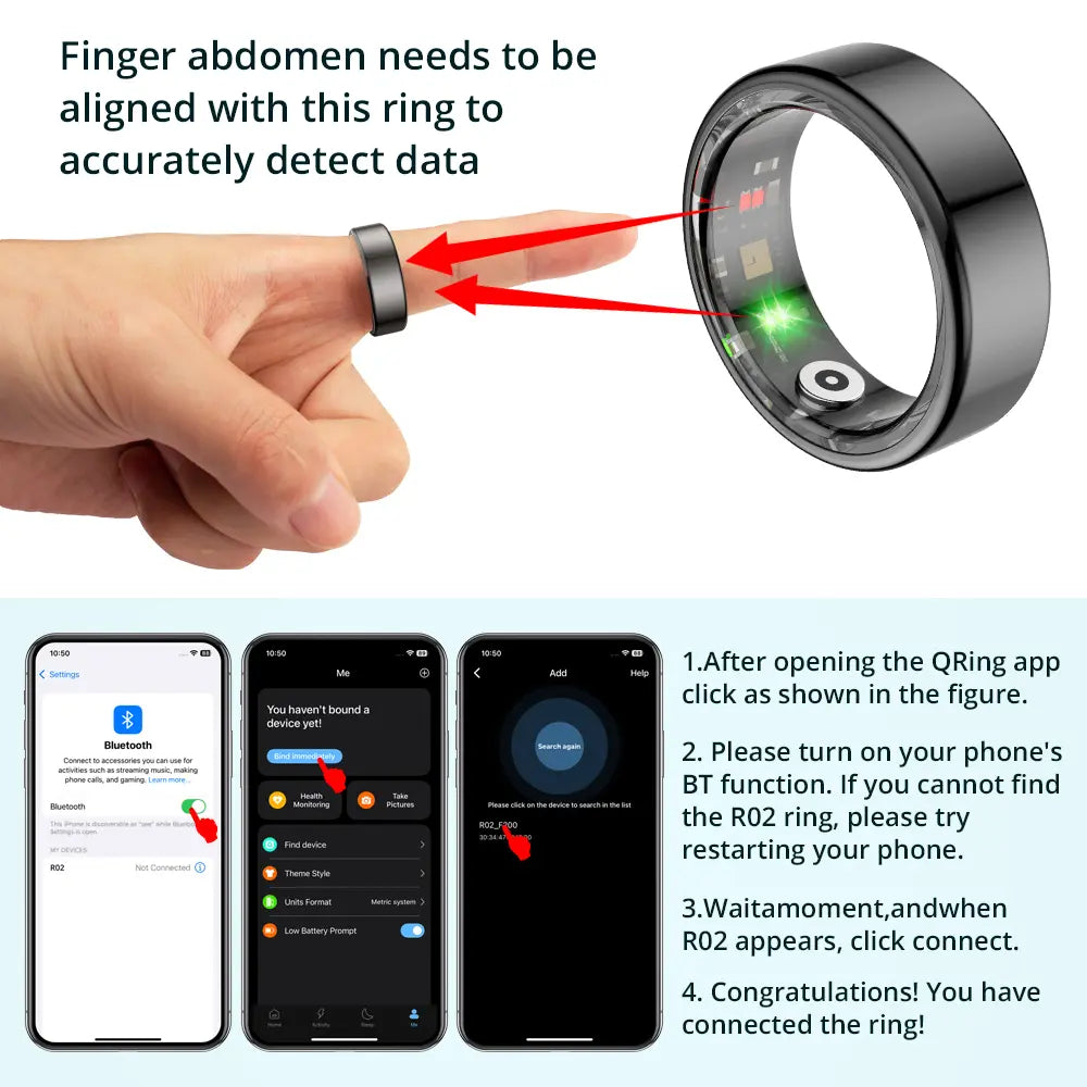 COLMI R02 Smart Ring Health Tracker, IP68 Waterproof Wearable Sport Device, Cool Gadgets for Couples, Gifts for Boyfriend, Boyfriend Birthday Gift
