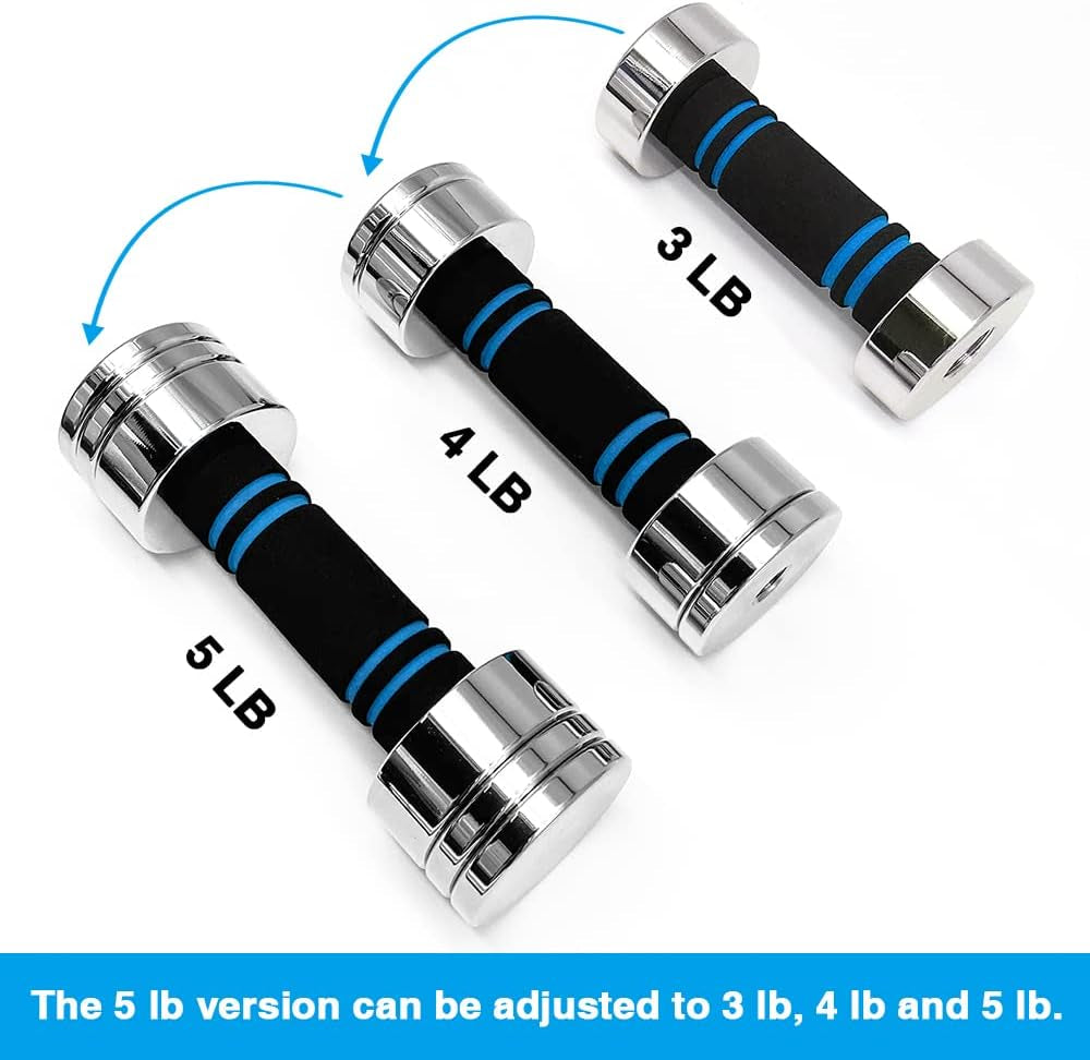 Steel Dumbbells Ultracompact & Adjustable Chrome Dumbbell | with Foam Handles 5Lb 10Lb 15Lb 20Lb 30Lb 50Lb Home Gym Workout (Choice of Size)