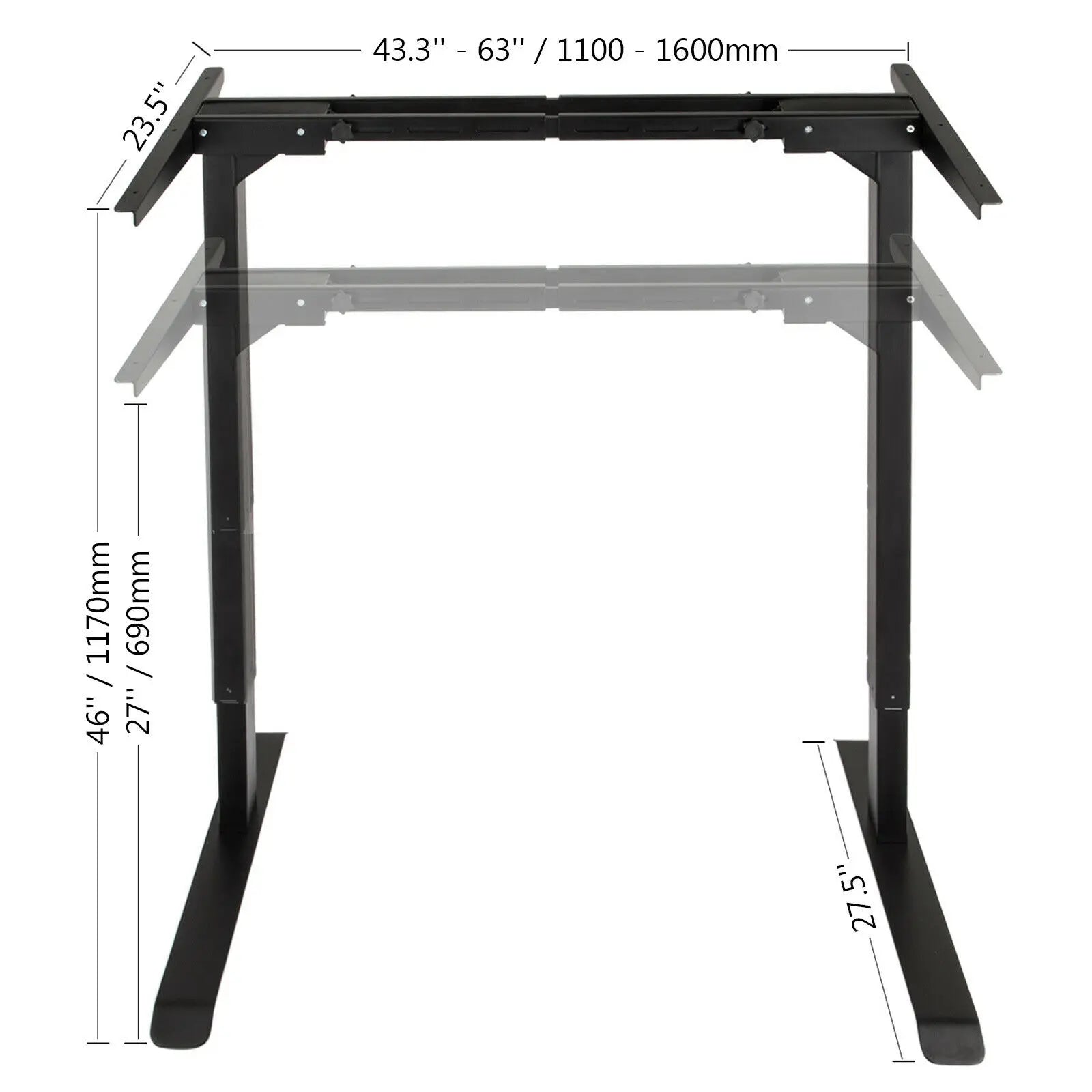 Electric Stand up Desk Lifting Desk Frame Height Adjustable Standing Desk Ergonomic Dual Motor and Memory Control Home Office