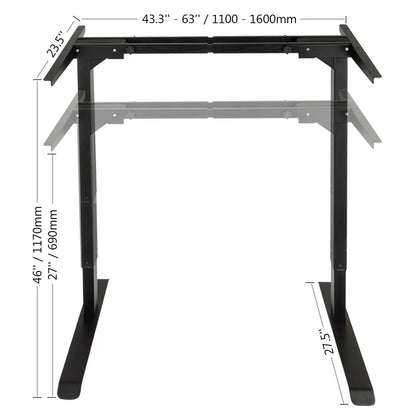 Electric Stand up Desk Lifting Desk Frame Height Adjustable Standing Desk Ergonomic Dual Motor and Memory Control Home Office