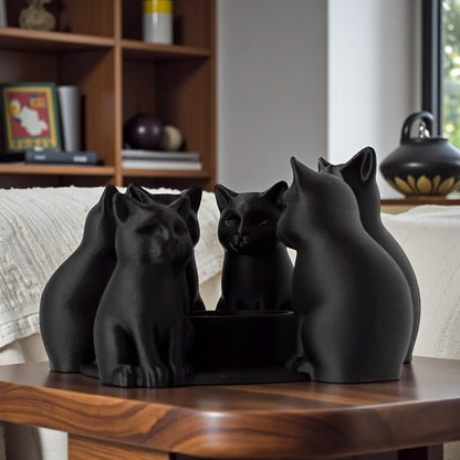 3D Printed Easter Cat Candle Holder | Matte Black Table Decor
