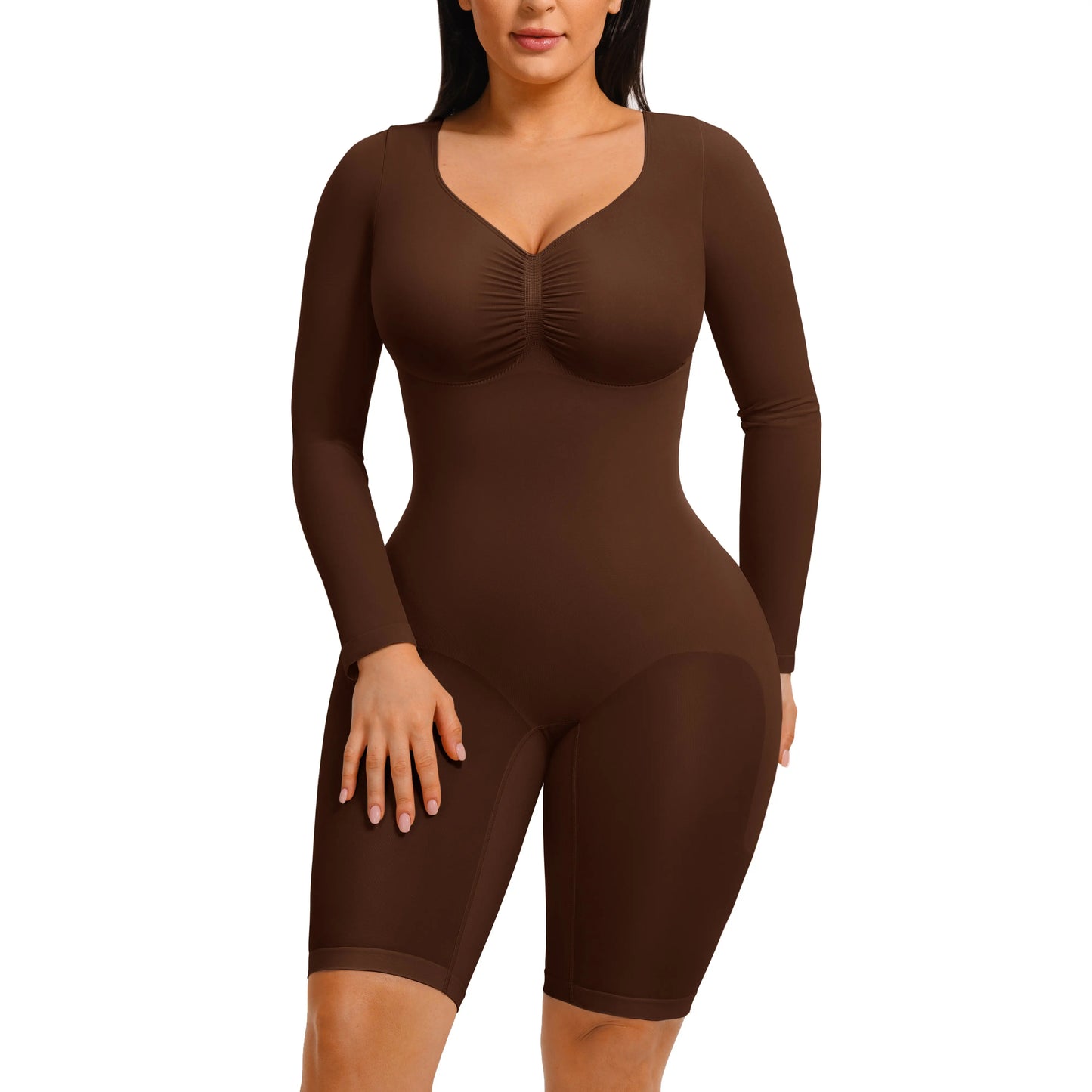Feelingirl Women'S Long Sleeve Tummy Control Bodysuit V Neck Basic Stretchy Slim Fit Body Suits Going Out Tops