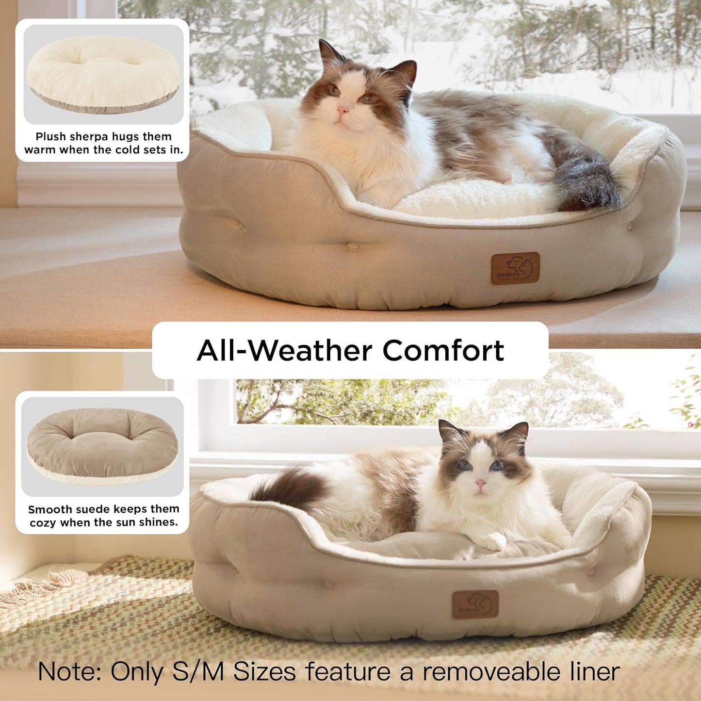 Bedsure Small Dog Bed Washable,Round Cat Beds for Indoor Cats,20In Camel | Soft Plush Pet Bed,Dog Beds for Small Dogs for Puppy and Kittens,Anti-Slip Bottom,Easy to Clean