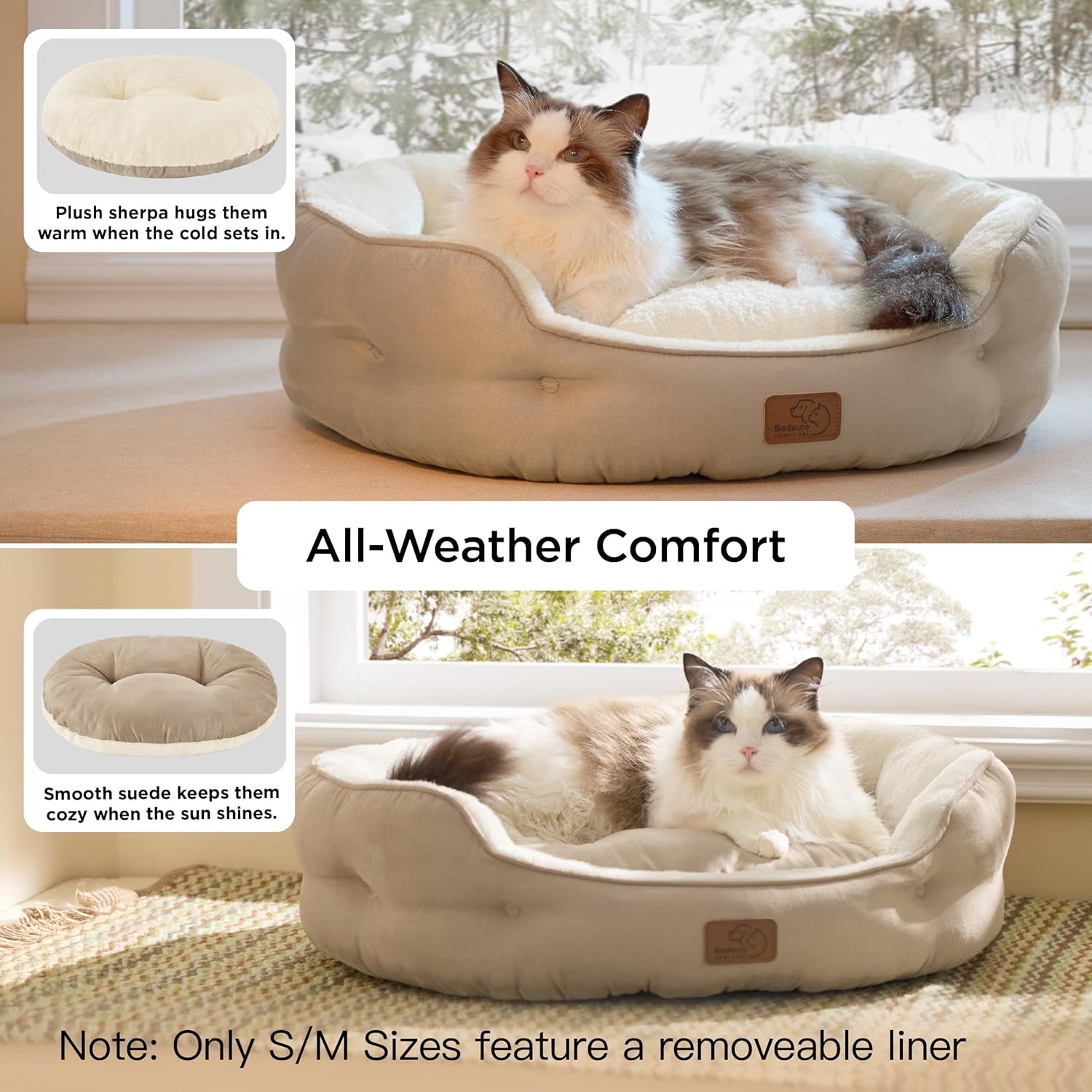 Bedsure Small Dog Bed Washable,Round Cat Beds for Indoor Cats,20In Camel | Soft Plush Pet Bed,Dog Beds for Small Dogs for Puppy and Kittens,Anti-Slip Bottom,Easy to Clean