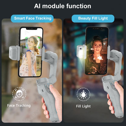 HQ5 AI Gimbal 3-Axis Anti-Shake Handheld Stabilizer Auto Face Tracking Handy Mobile Stand for Iphone Android Phone Vlog