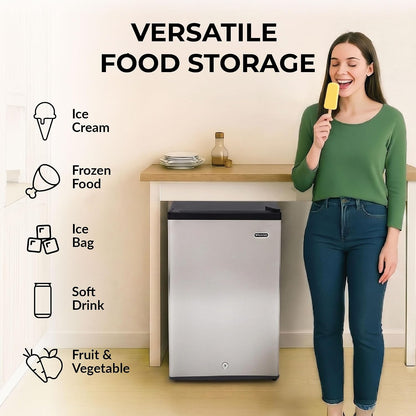 Upright Freezer/Fridge Convertible 3 Cu Ft Energy Star, CUF-301SS | Adjustable Thermostat and Security Lock, Energy Star Rated, Reversible Door, Adds Compact Frozen Storage at Home